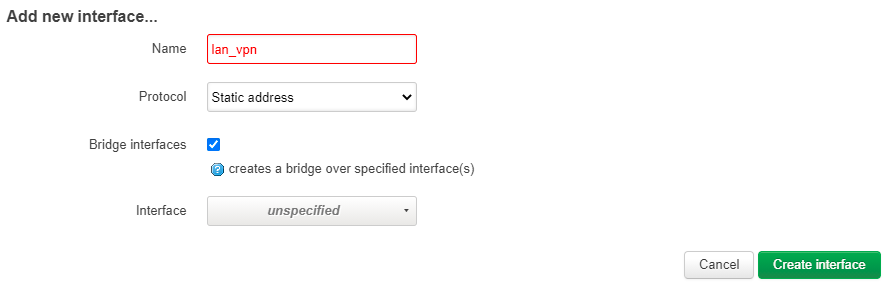 lan_vpn create interface