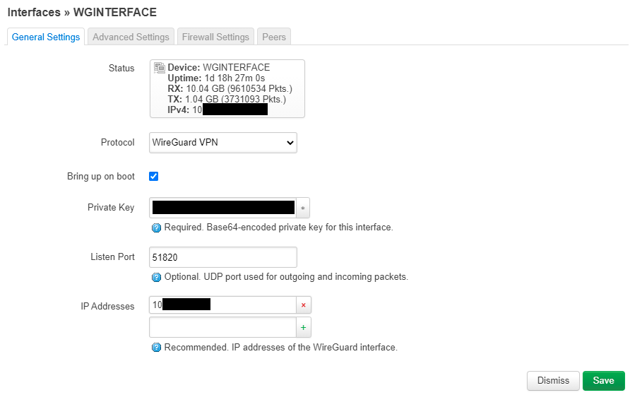 WG general settings